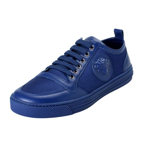 embroidered versace shoes blue|Versace men's medusa sneakers.